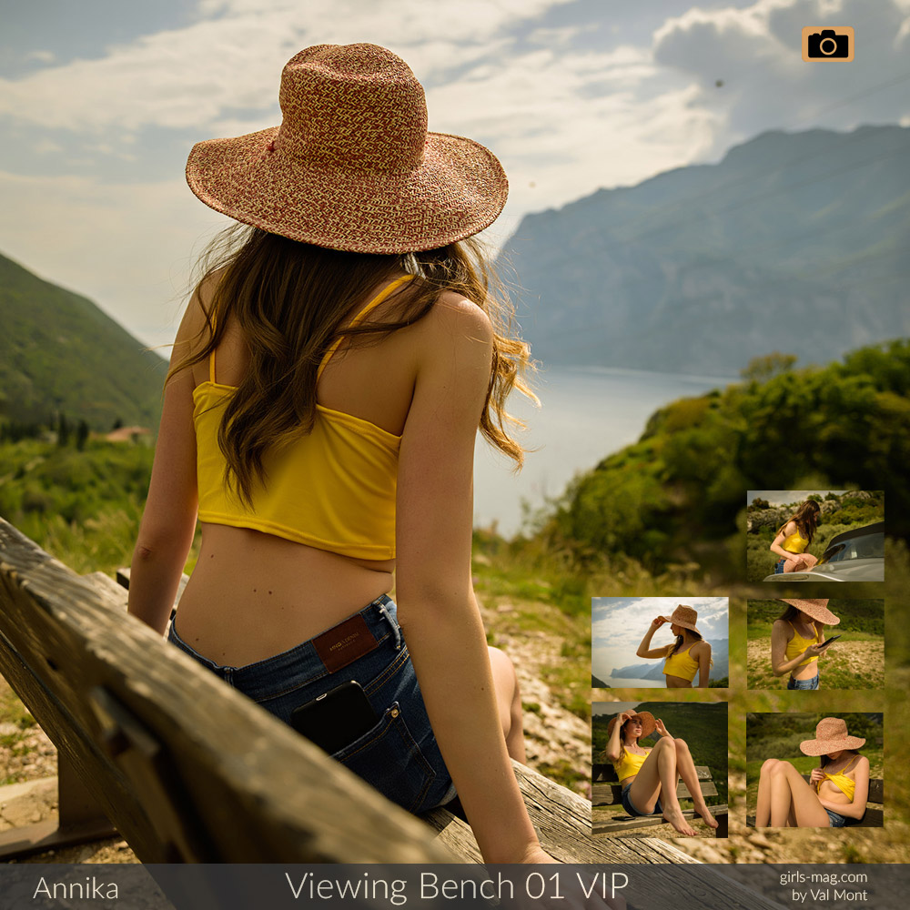 Annika auf der "Panchina sul Garda", einer schön gelegenen Aussichtsbank über den Gardasee hoch über Torbole