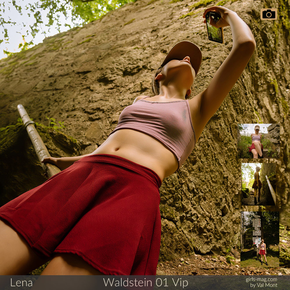 Lena versucht in dem herausfordernden Licht ein paar gute Bilder von der Burg Waldstein zu machen